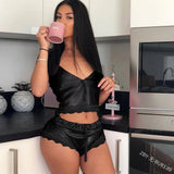 Sex Lingerie Set High Elastic Garlic Home Pajamas Sexy 2 Sets