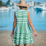 Fongt Temu Spring And Summer New Printed Vest V-Neck Mid-Change Dress