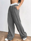 Fongt Commuting Coloring Belt Broad-Legged Suit Pants