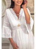 Fongt Lace Dress In Spring 2025 V-Neck Lace Sleeve Dress