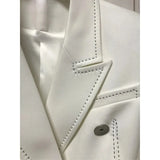 QUALITY 2023 Designer Blazer Jacket Women's Double Breasted Shell Buttons Contrast Top stitching Slim Fitting