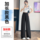 Fongt Anti-Frinkle Silk Linen Pants Women Summer Thin Ice Silk Cotton High Waist Hanging Mountain Suit Wide Leg Pants