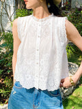 Fongt New Small Fragrant Suit Female French Temperament Embroidered Vest Top + White Skirt