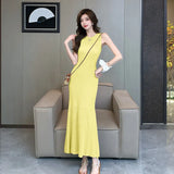 Shot Retro Hollowed-Out Knitted Dress Female Summer Gentle Wind Design Temperament Slim And Skinny Hip-Covered Dress-Outfit