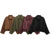 Fongt Spring Pilot Jacket Bat Sleeve Zipper Loose Tuffen Jacket Women's Casual Jacket
