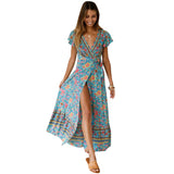 Fongt Summer Leisure Hot Holiday Printing Dress Sexy Long Dress Women's Dress