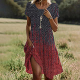 Fongt Hot Selling Literary And Art National Wind Round Collar Long Dress