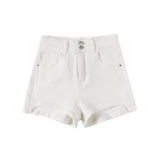 Trend Women's Summer Denim Shorts High Waist High Elastic Fashion Two-Button Buttocks Hot Pants-Outfit
