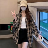 Fongt Plaid Shirt 2025 Spring And Autumn Loose Retro Top Design Feel Heavy Coat Woman