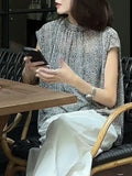 Fongt Summer New Korean Version Of Loose Thin Flying Sleeve Temperament Blouse Retro Fashion Three-Dimensional Cut Half-Sleeved