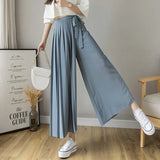 Fongt Women 2025 Early Spring New Korean Pressure Folded Skirt Broad Legs Long Pants