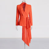 Personality Trend High-End Suit Suit 2025 New Splicing 100 Folds Irregular Hem With A Suit Jacket Woman