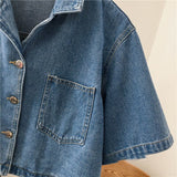 Women Denim College All-match Design Summer Ladies Trendy High Quality Solid Retro Korean Style