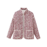 Fongt Women's Clothing 2025 Autumn 11 Thin Cotton Clothes Printed Collar Double Pocket Cotton Jacket Loose Coat
