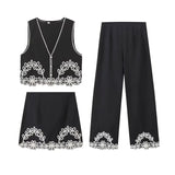 Fongt Station 2025 Summer New Designer Small Embroidered Vest Trousers Two-Piece Set