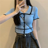 Fongt Niche Polo-Collared Ice Silk Knitted Cardigan Women 2023 Summer New Thin Chic