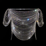 Rhinestone Cropped Tank Tops Multilayer Diamonds Luxury Tassel See Through Crop Tops Sexy Women 2023 Night Club