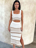 Fongt Shirt Striped Short Shirt Fork Bag Hip Half Dress Two-Piece Dress Woman