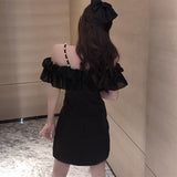 Women Solid Side-slit Leisure Spaghetti Strap Party Summer Stylish All-match Female Vestido Cozy Korean Style