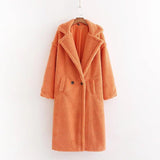 Notched Collar Hairy Shaggy Faux Fur Long Teddy Coat Ivory Woman Shearling Fluffy X-Long Jackets Keep Warm