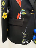 QUALITY 2023 Newest Designer Runway Suit Set Women's Single Button Floral Printed Blazer Flare Pants Suit