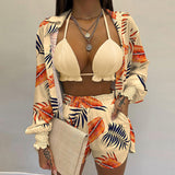 Fongt New Sexy Women's Pure Color Shorts Fashion Three-Piece Set