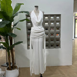 Hot And Hot Gas Deep V Bare Back Folded Hanging Neck Dress One-Step Dress Carefully Designed Net Red Dating