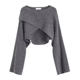 Fongt Dress 2025 New Sea-Going Cross-Sleeved Knitted Shawl Jacket Design Sweater Woman