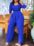 Fongt Women's Winter Long Sleeves Loose Broad-Legged Straight-Tight Large-Size African Jumpsuit