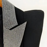 QUALITY 2023 Newest Fashion Show Designer Jacket Women's Stylish Peak Shoulder Strass Diamonds Beaded