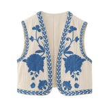 Fongt Women's Summer New External Fashion Retro Embroidery Vest Explosion