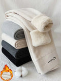 Winter Warm Leggings Women Cotton Thermal Velvet High Waisted Leggins for Women Lamb Wool Thickening Warm Black