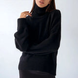 Oversize Women's Turtleneck Sweater Green Elegant Loose Cashmere Autumn Winter Ladies Pullover 2022 Fashion Sweaters