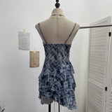 Fongt Shooting Mesh Yarn Irregular Rivet Vest Dress Women 2025 Summer Dress New Lotus Edge Sleeveless Top 1273