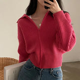 Vintage Zip Up Casual Versatile Cardigan-Outfit