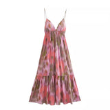 Summer Print Dress With Flute Suspenders 2731244-Outfit