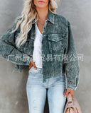 The Ins Winter Street Hipster Versatile Denim Lapel Loose Washer Make Old Female Jacket-Outfit
