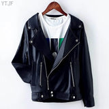 Fongt Leather Coat Female Short Spring And Autumn Winter 2024 Korean Version Coat Student Bf Loose Motorcycle Leather Jacket Coat-Outfit