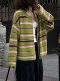 Fongt 2025 Women's New Comfortable Striped Knitted Cardigan