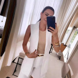 Fongt Summer New Solid Color Vest On The High Waist Shorts Temperament Commuting Two Sets Of Women-Outfit