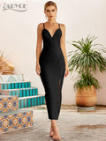 New Summer Women Bodycon Bandage Dress 2022 Sexy V Neck Spaghetti Strap Club Celebrity Evening Runway Party Maxi