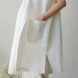 Single-breasted Loose Simple Vest Jacket White 2020 Autumn Spring Sleeveless Suit Waistcoat Linen Long Coat Female