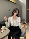 Fongt Not To Return] Xiu Xixi 13 Lines Of Spring Commuting Shirt Women Long Sleeve Top 89243