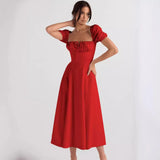 Fongt New Summer Fashion Bubble Sleeves With Open Fork Dress Dress Woman Summer