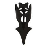 Fongt Summer Women's New Solid Color Sexy Hottie Fashion Hollow Splicing Repair Slim Thin Dressing