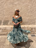 Fongt Mesh-Printing Dress In Spring/Summer 2025 INS Holiday Casual Party Dress