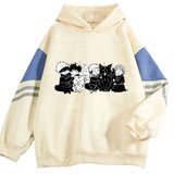 Fongt Color Edight Anime Characters Print Hooded Hooded Hoodie Casual Loose Hot Top