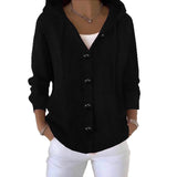Fongt Sheintemu Spring/Autumn Hooded Long-Sleeved Button Sweater Cardigan