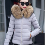 2023 New Women's Cotton-Padded Clothes Cotton-Padded Jacket Women's Large Size Korean Version Cotton-Padded Clothes Fashion Short Big Wool Collar Slim Cotton-Padded Jacket Tide-Outfit