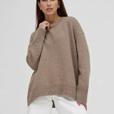 Fongt Sales Of Solid Color Round-Neck Sweater Women 2025 Burst Soft Knitted Top